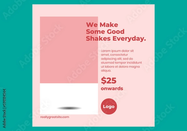 Obraz Pink shakes or food advert instagram post banner
