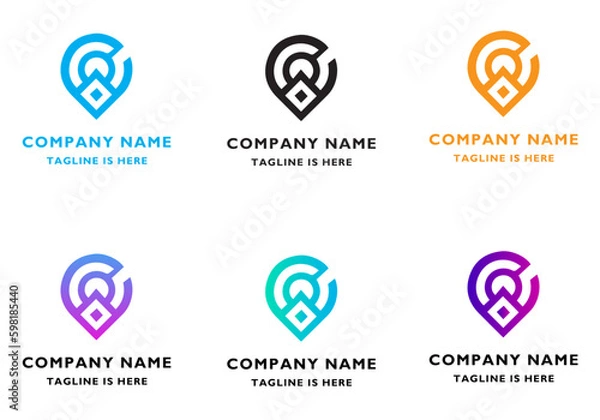 Fototapeta Check point creative symbol concept global positioning system icon template navigation mark logo
