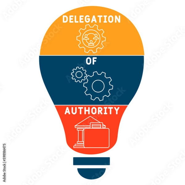 Obraz DOA Delegation of authority acronym. business concept background. vector illustration concept with keywords and icons. lettering illustration with icons for web banner, flyer, landing