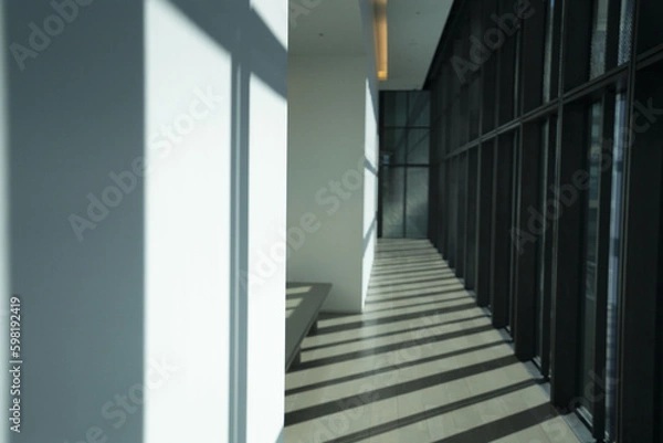 Fototapeta 近代建築の光が差す廊下/ガラス張りの廊下/天窓から光が差す回廊/美しい天窓の回廊/木漏れ日/美しい影/美術館/博物館