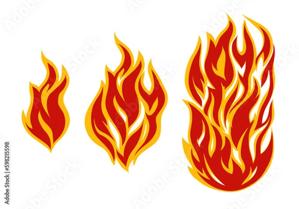 Obraz Set cartoon fire flames.
