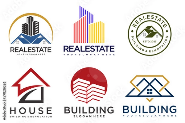 Obraz Real Estate Logo, house logo and building logo icon set .design template vector illustration