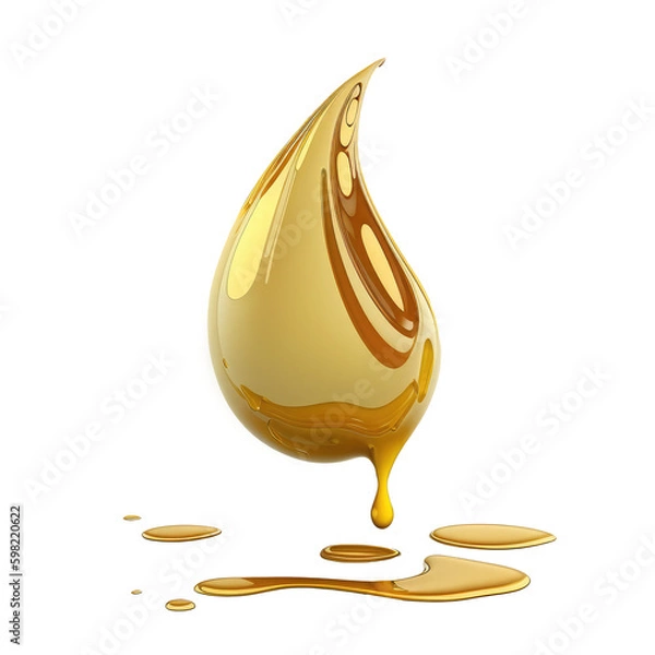 Fototapeta beautiful golden oil drop isolated on white