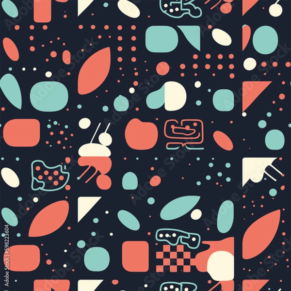 Fototapeta Playful Patterns: A Seamless Background of Colorful Lines and Doodles for Kids
