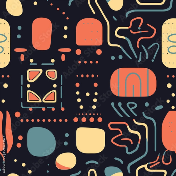 Fototapeta Kid's Playground: A Fun and Colorful Seamless Background of Abstract Doodles
