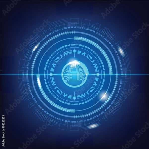 Obraz technology concept. HUD Circle User interface on blue background. circle elements for data infographics. set of sci fi modern user interface elements.