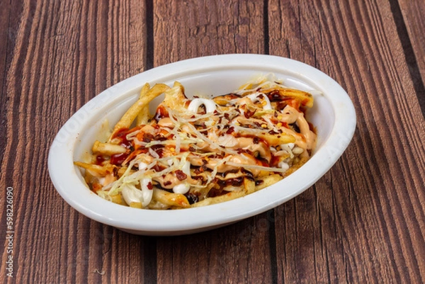 Obraz Cheese loaded French fries platter