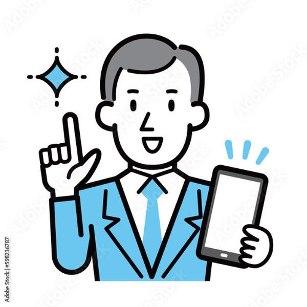 Fototapeta スマートフォンを持つビジネスマンのイラスト