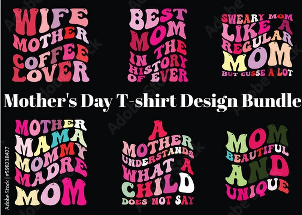 Fototapeta Mother's day typography t shirt design bundle