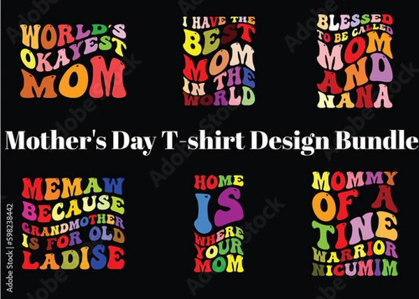 Obraz Mother's day typography t shirt design bundle