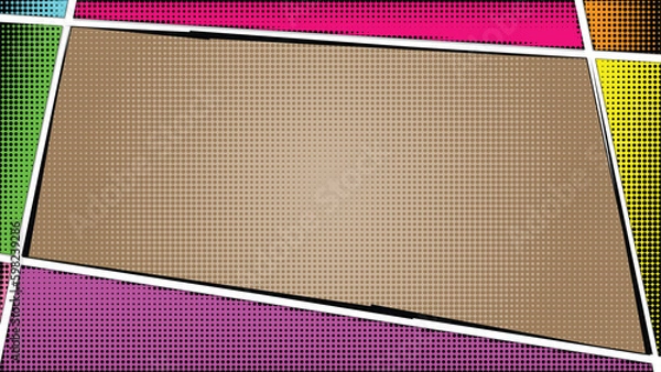Obraz Comic style wallpaper. Empty cartoon frame. Colorful background material art. Vector comic art.