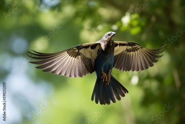 Obraz A bird in flight with wings spread wid