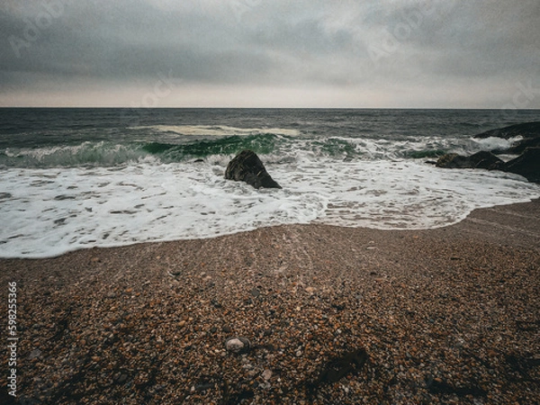 Fototapeta Sorry Seas at Torcross, Devon.  Looking out to sea.