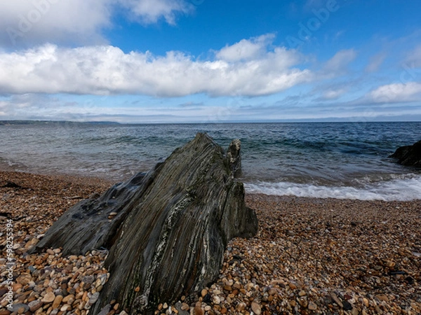 Fototapeta Strata in rock formation looking out to sea