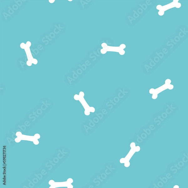 Fototapeta Blue seamless pattern with white bones