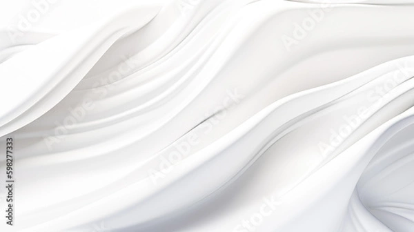 Obraz パールホワイトのエレガントなウェーブ背景　Generative AI