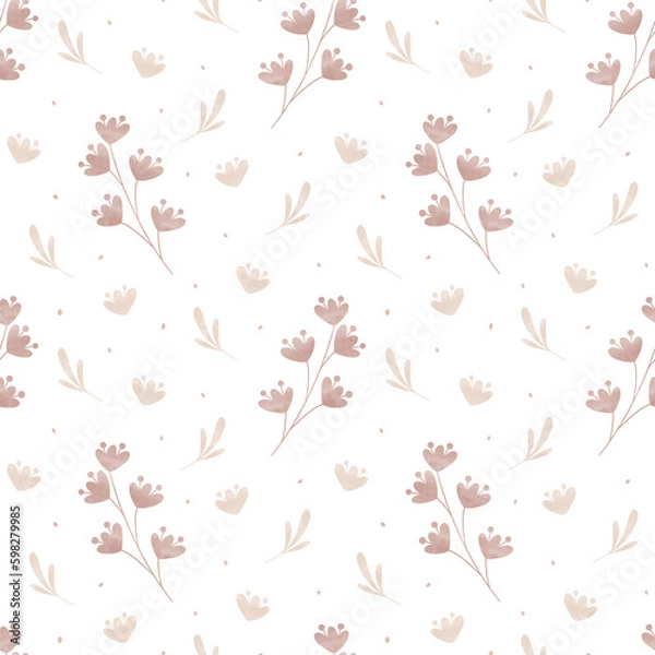 Obraz seamless pattern flowers, plants and branches pastel for children's textiles, wallpaper