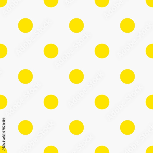 Fototapeta Yellow and White Large Polka Dots Pattern Repeat Background