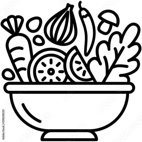 Fototapeta salad icon. vegetable diet nutrition symbol. line icon vector stock