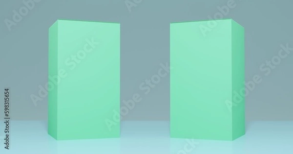 Obraz 3d illustration of green boxes on the floor.
