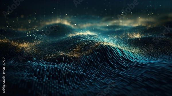 Fototapeta Wave grid abstract graphics,created with Generative AI tecnology.
