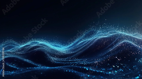 Obraz Wave grid abstract graphics,created with Generative AI tecnology.