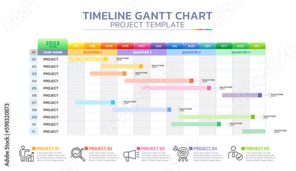 Obraz timeline gantt chart infographic template background