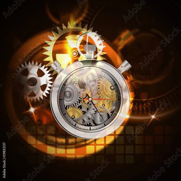 Obraz Mechanical clock stop watch on abstract background,