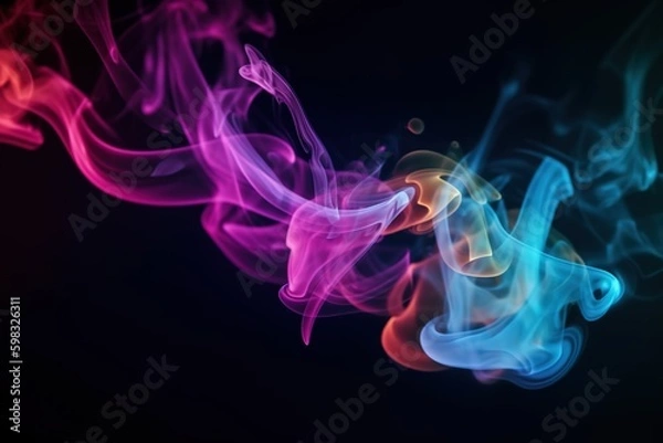 Fototapeta Abstract colored smoke on black background. Generated ai.