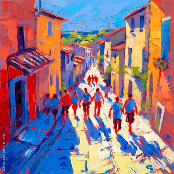 Obraz Summer Authentic outdoor experiences, showcase warm-weather adventure, fun, Hand drawn abstract, Vibrant Ink And Luministic Oil Painting, Background, artwork Concept, Abstract luxury, generative AI
