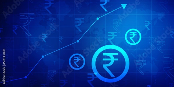 Obraz Indian Rupee symbol on financial Background, Growth of Indian stock market, Abstract finance background, Stock market Concept background