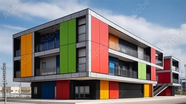 Fototapeta The use of clean, straight lines and limited color palette building sense of order and discipline. AI generated