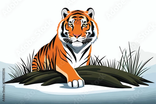 Obraz Siberian tiger (Panthera tigris altaica), also known as the Amur tiger. vector