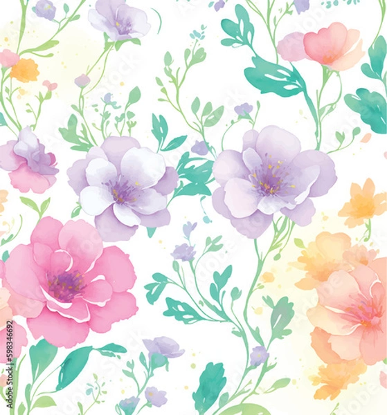 Fototapeta seamless pattern with pink flowers
