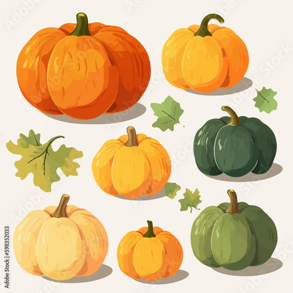 Fototapeta Create a dreamy and magical design with this pack of enchanted pumpkin vector graphics.