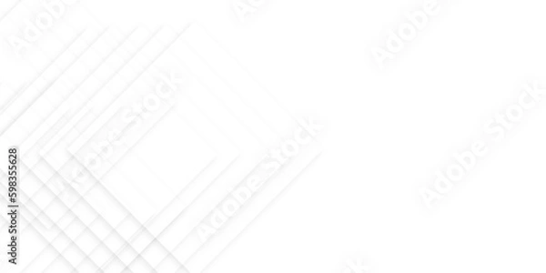 Fototapeta Abstract white and gray square lines and technology modern background. Abstract geometric smooth square shape with soft shadow background, template and banner design.
