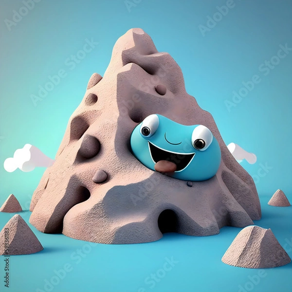 Fototapeta Credible_A_Mountain_for_climbing_with_grips_smiling_volumetric