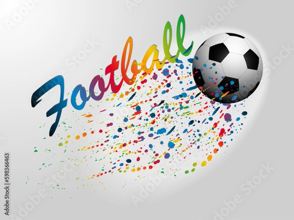 Obraz Visual drawing of ball at fast of speed in soccer sport, colorful beautiful design style on white background for vector illustration, exercise sport concept