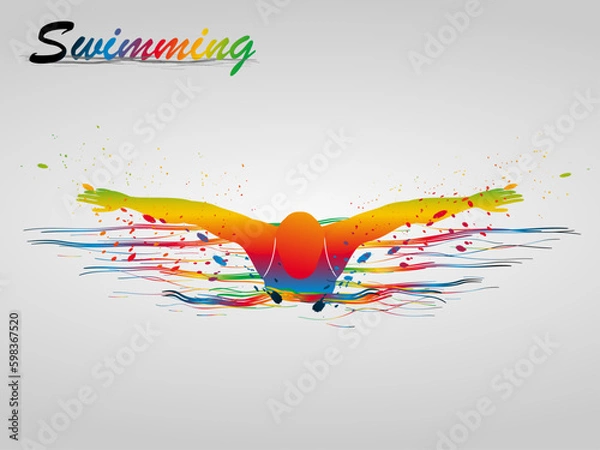 Obraz Visual drawing of beautiful sport swimming of top view, abstract colorful vector illustration, healthy lifestyle and sport concepts,abstract swimming game colorful vector illustration, set 3 of 4