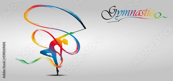 Obraz Visual drawing of beautiful gymnastic sport of front view, healthy lifestyle and sport concepts,abstract soccer game colorful vector illustration, set 7 of 20