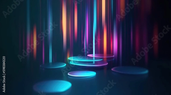 Fototapeta Modern digital abstract 3D background. Copy space. Based on Generative AI