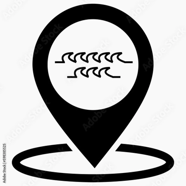 Fototapeta Resting-place. Sea icon. Beach icon. Beach location. Rest zone. Vector icon.