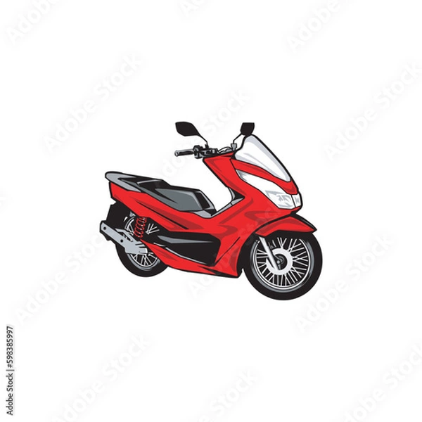 Obraz red motorcycle isolated on white