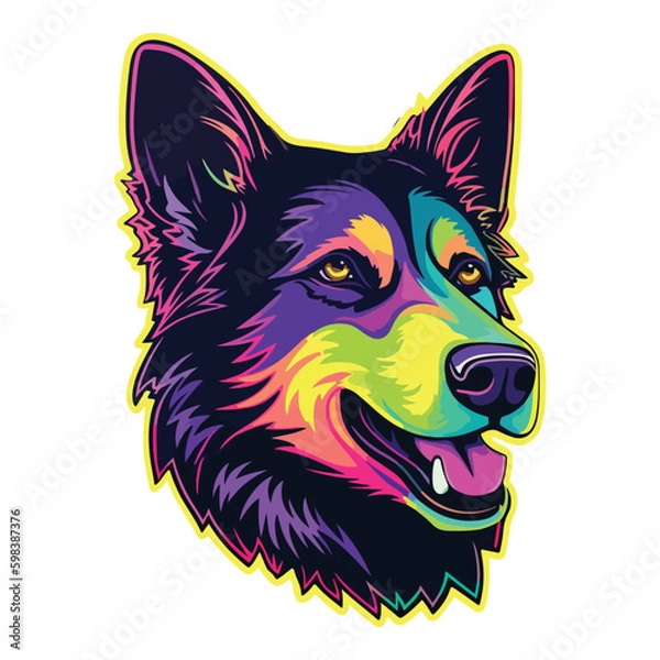 Obraz Neon Dog Flat Icon Isolated On White Background