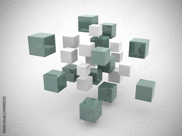 Fototapeta 3d abstract geometric shapes from cubes