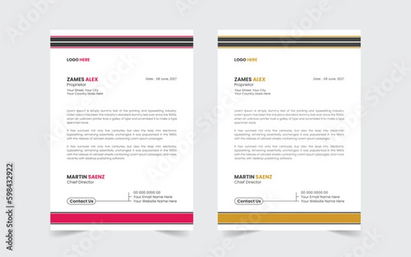 Fototapeta The Best And Most Exceptional, Wonderful Letterhead Design Template.  Modern Letterhead template. Flyer, Social Media, Email signature.
