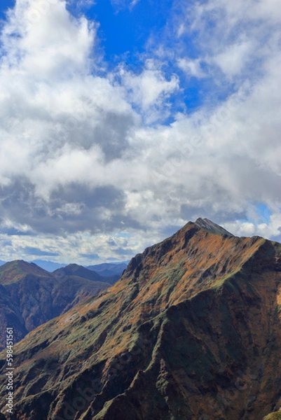 Obraz 谷川岳 天神尾根から望む秋の紅葉の風景