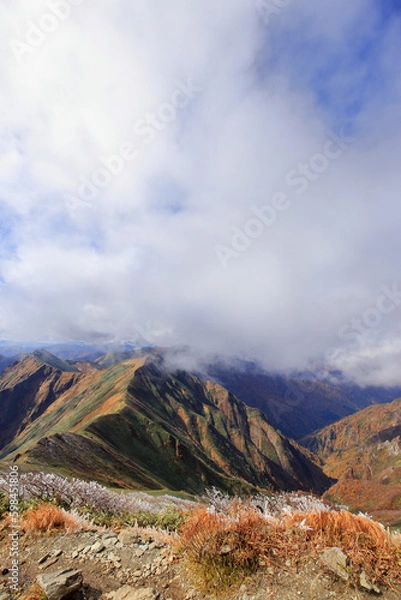 Obraz 谷川岳 秋の紅葉の西黒尾根