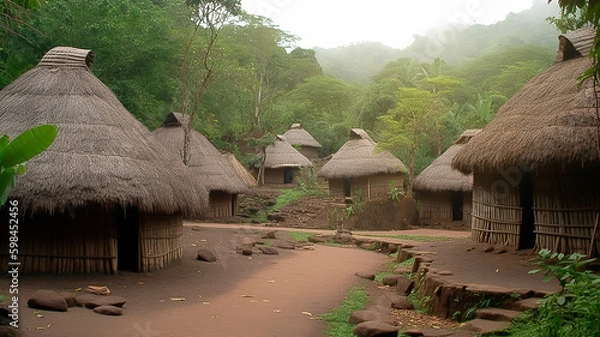 Fototapeta Indigenous village. Generative AI