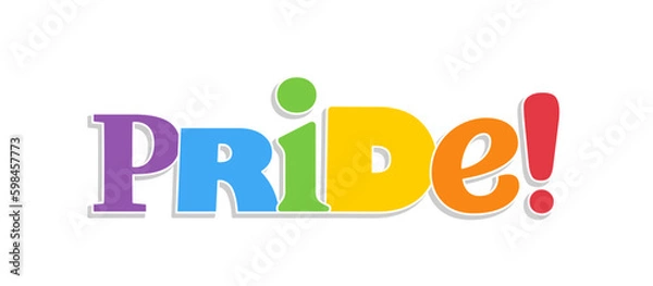 Fototapeta Pride lettering with rainbow flag colors. Different style letters forming the Pride word.